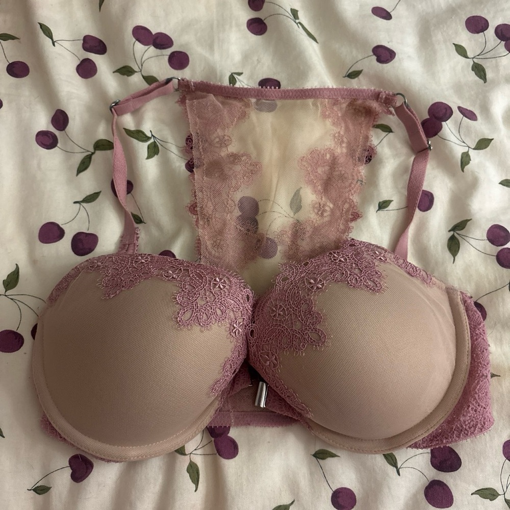 Front Close Lace Balconette Bra - Dusty Rose